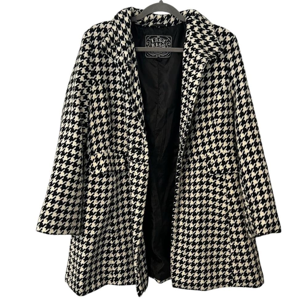 Black & White Vintage Y2K 2000s Last Kiss Jacket Coat Pattern Design Women’s XL!